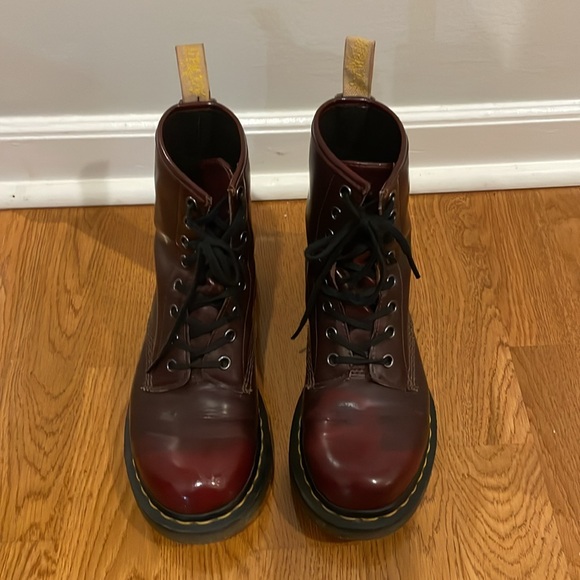 Dr. Martens Shoes - Dr. Martens Vegan Leather Cherry Red 1460 Boots Doc Martens